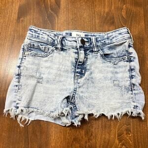 BKE Acid Wash Low Rise Denim Cut Off Shortie Shorts Youth Size 14 Womens Size 25